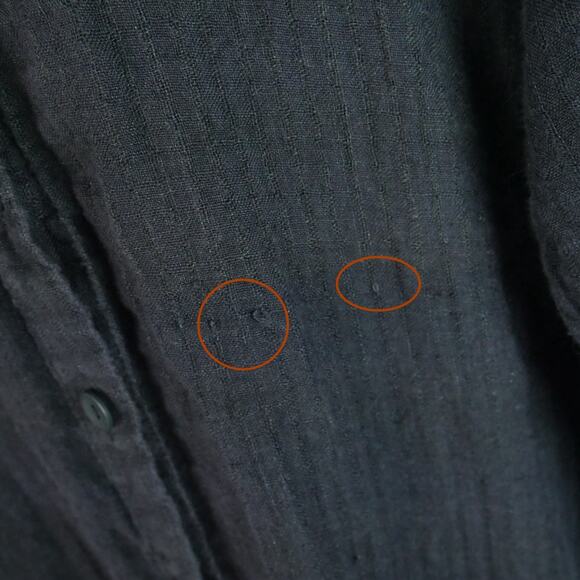 FLAX Small Dress Tunic Button Down Long Sleeve Black Linen Lagenlook Lagom - Picture 6 of 10